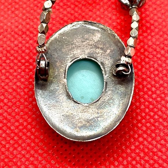 Vintage Turquoise Cameo Necklace - Picture 10 of 11